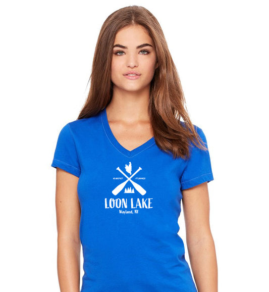 LL Two Oars Women's Jersey Short Sleeve V-neck Tee