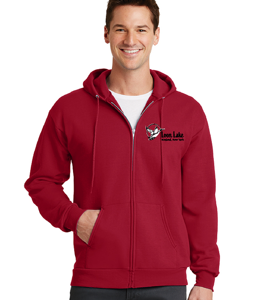 Loon Lake Embroidered PC78ZH Port & Company® Core Fleece Full-Zip Hoodie